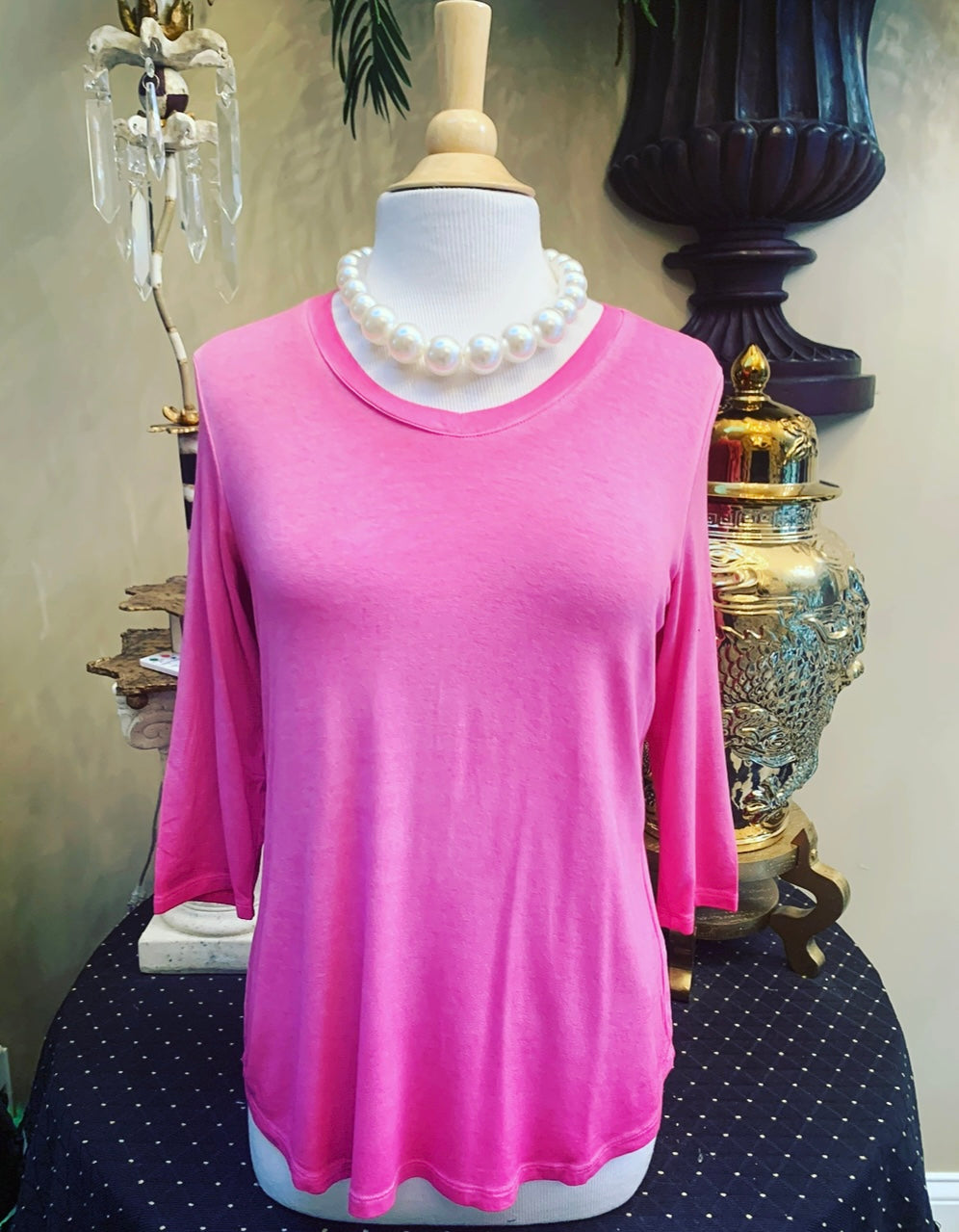 Fuchsia Ombré 3/4 Sleeve Top￼