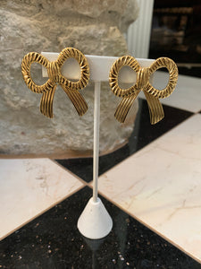 Gold Metal Bow Earring