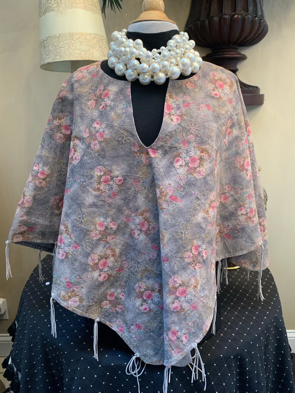 Suede Floral Print Vest
