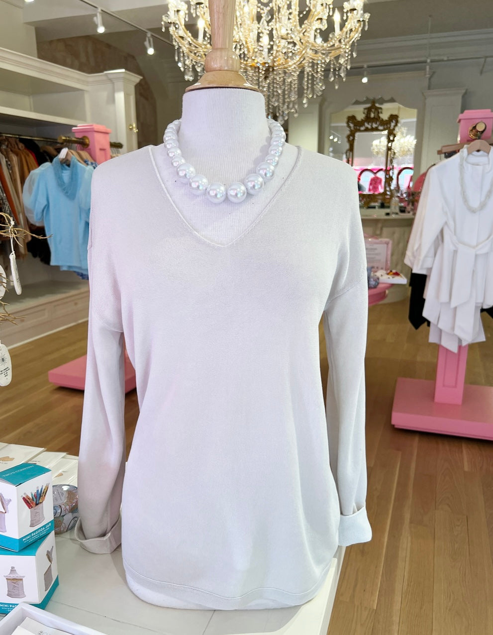 White & Grey Reversible Sweater