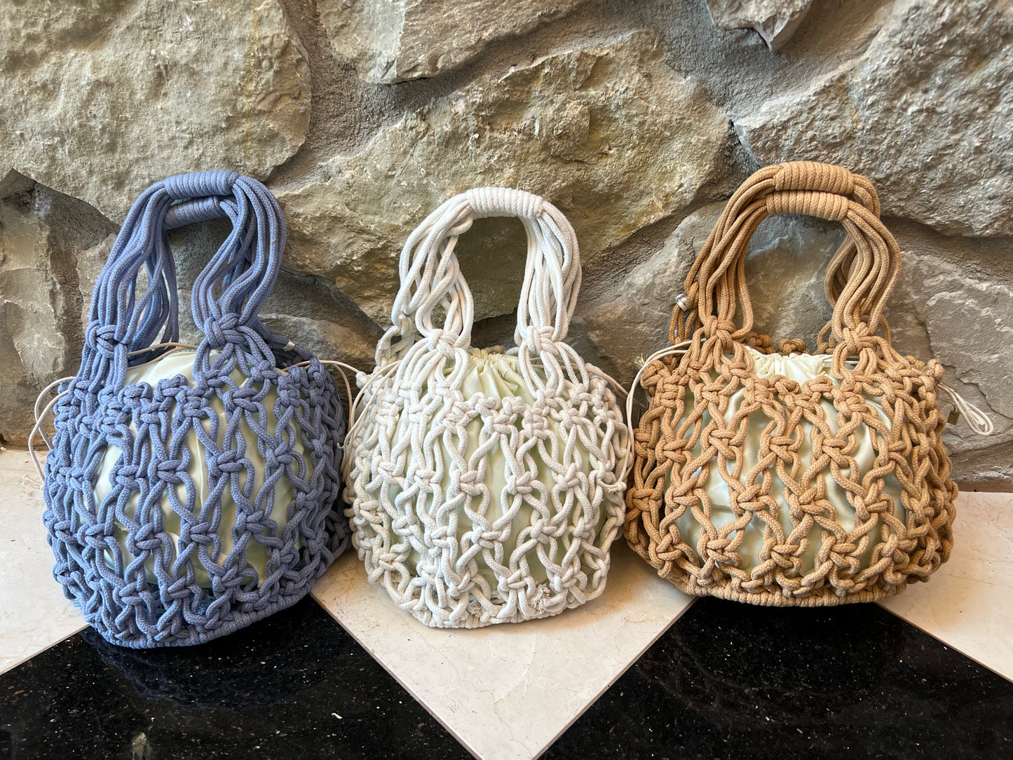 Crochet Bag w/Fabric Pouch