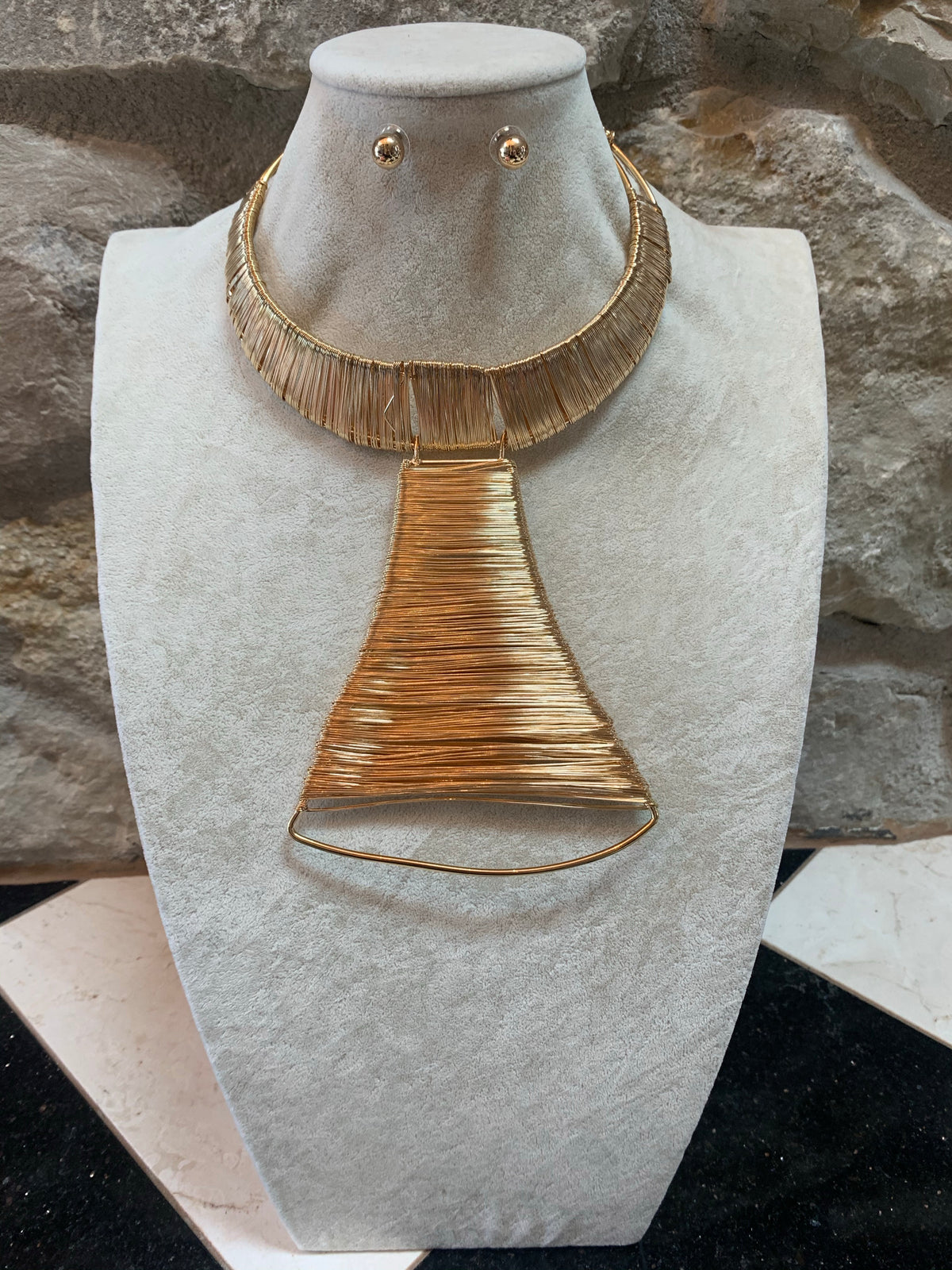 Wire Wrapped Choker Necklace/Earring Set