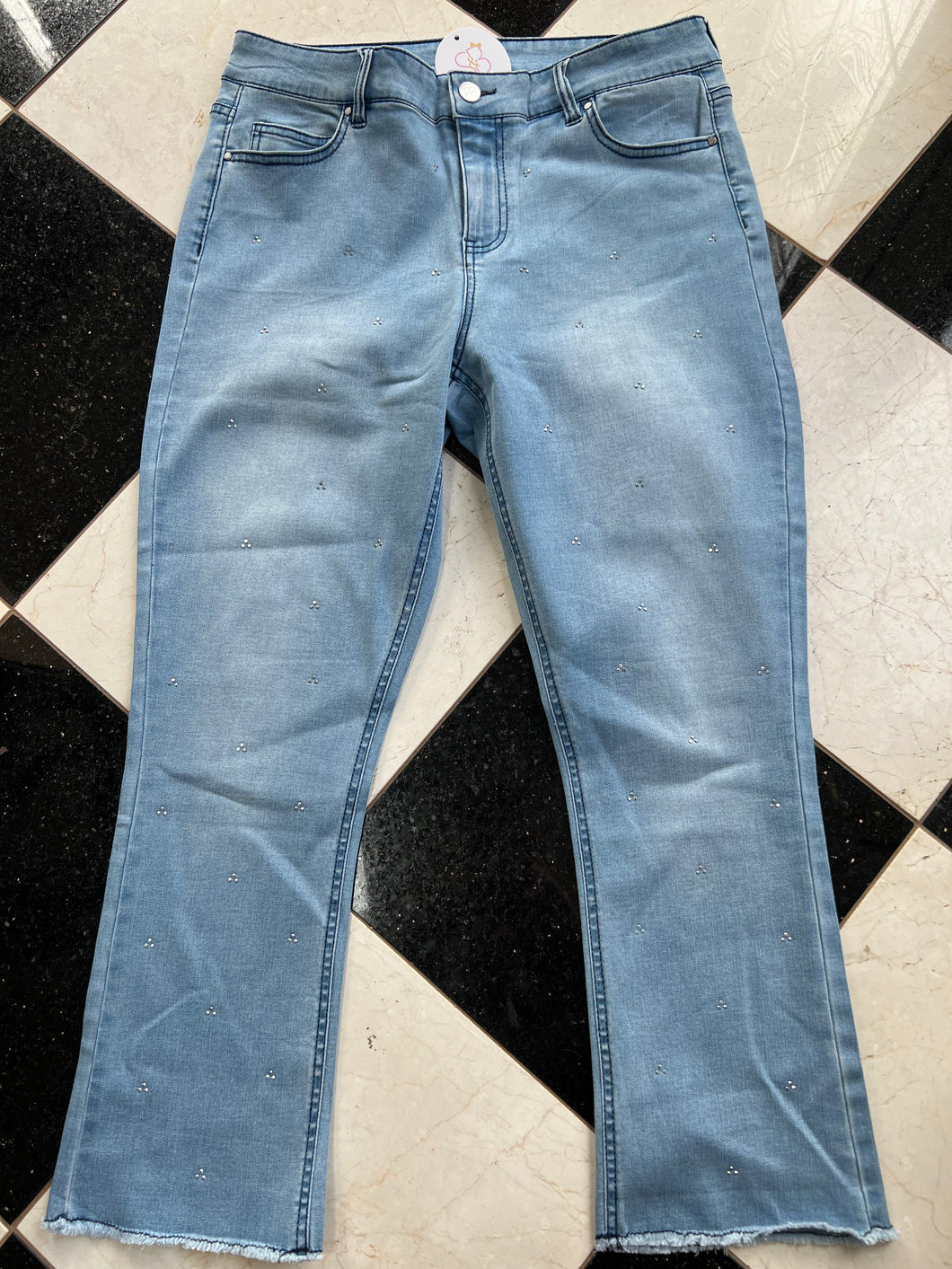 Light Wash Denim w/Rhinestone Detail