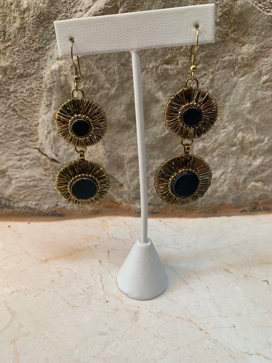 Black & Gold Medallion Earrings
