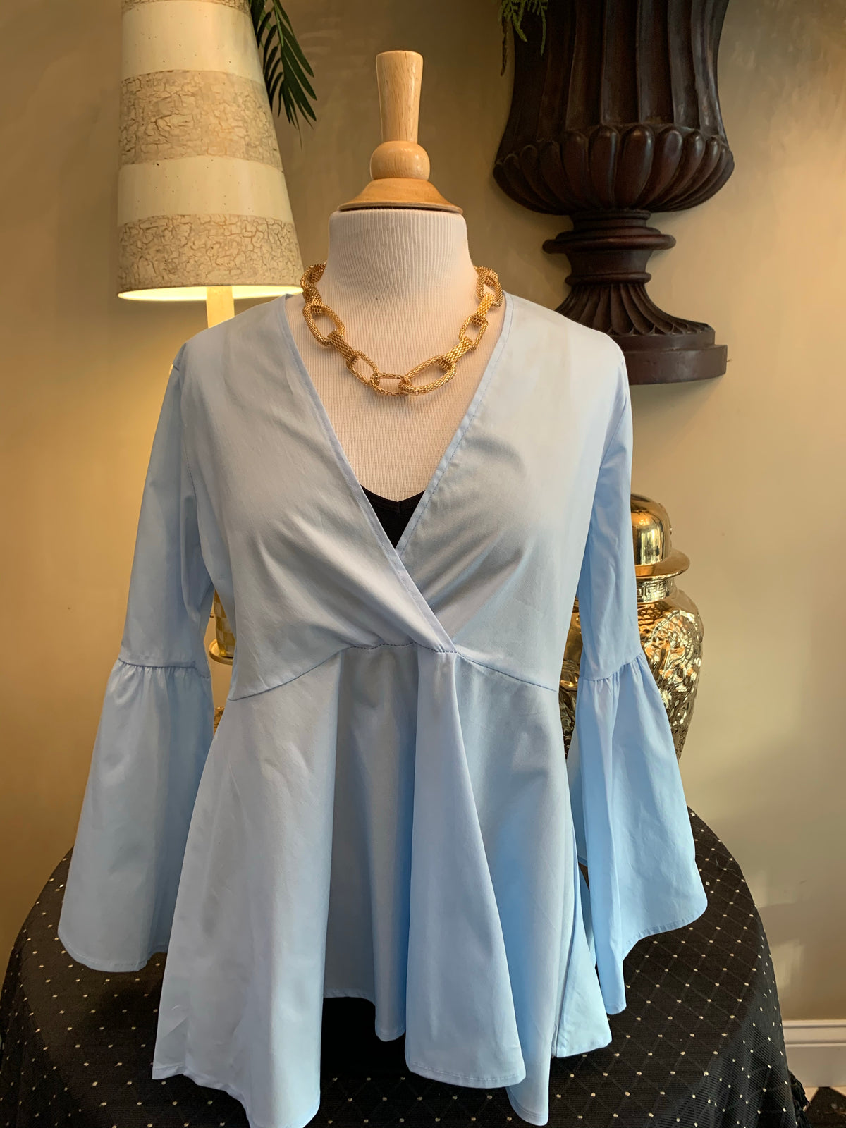 Light Blue Poplin Top