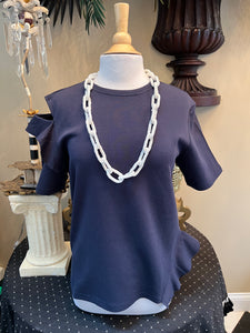 Navy Cotton Knit Top