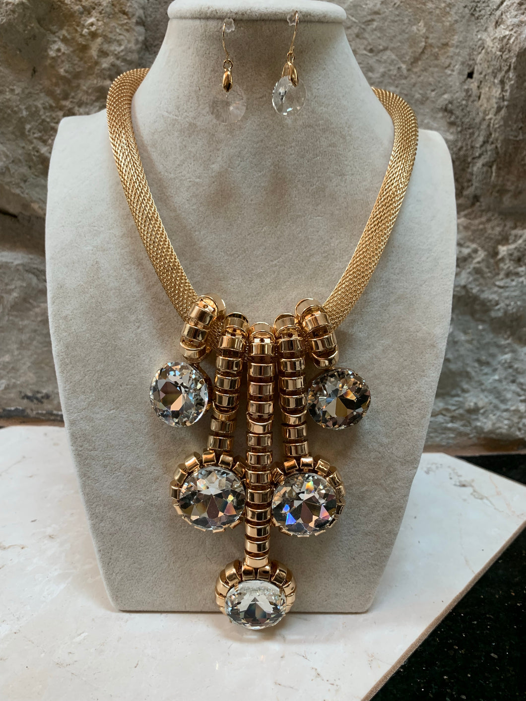 Gold & Crystal Necklace Set