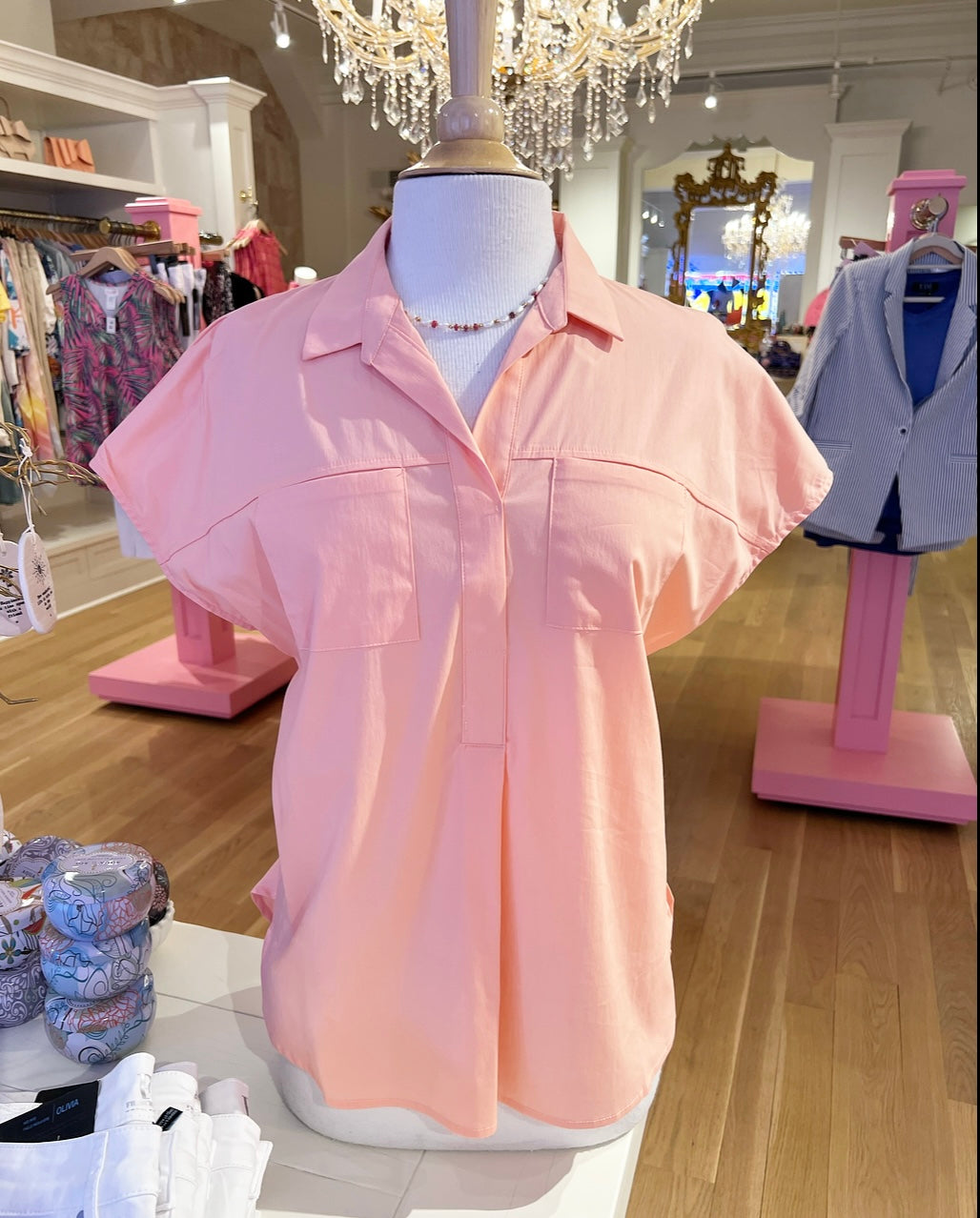 Flamingo Peach Short Sleeve Top
