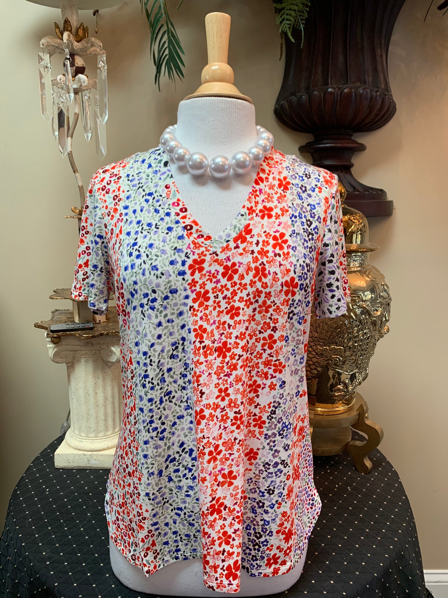 Floral Multi Short Sleeve Top