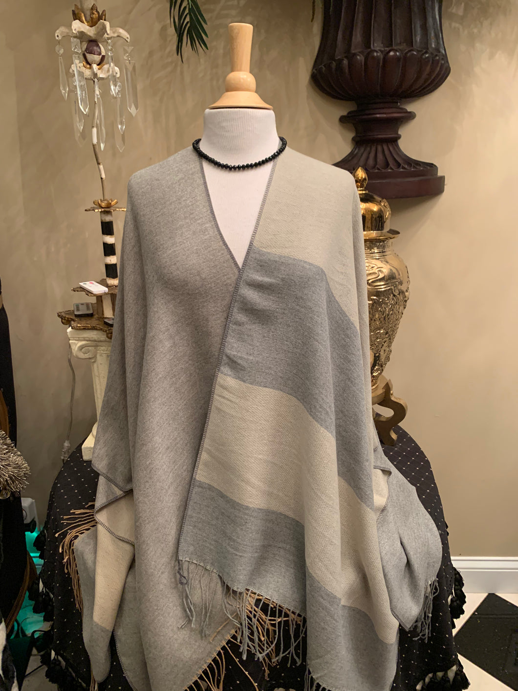 Neutral Color Block Cape