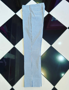 Blue Seersucker Ankle Cut Pant
