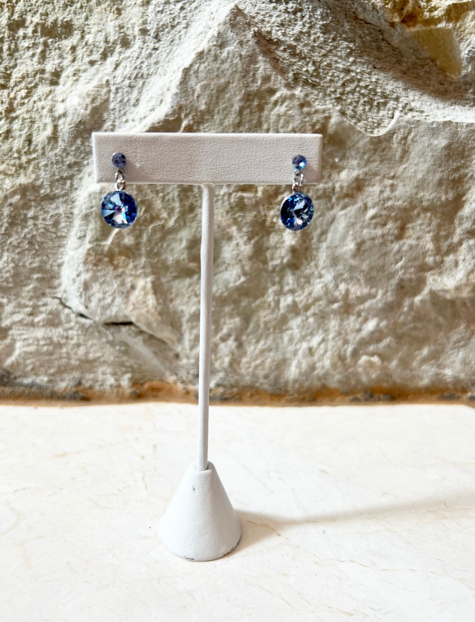 Blue Crystal Drop Earrings