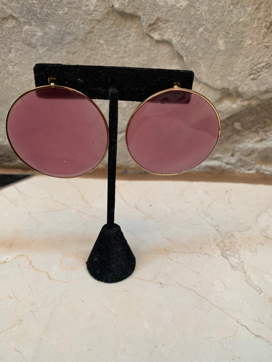 Pink Acetate Round Earrings