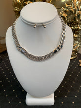 Load image into Gallery viewer, Chain &amp; Rhinestone Necklace/Earring Set
