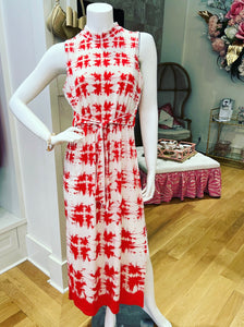 Ivory & Red Sleeveless Dress