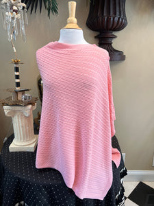 Light Pink Cable Knit Poncho